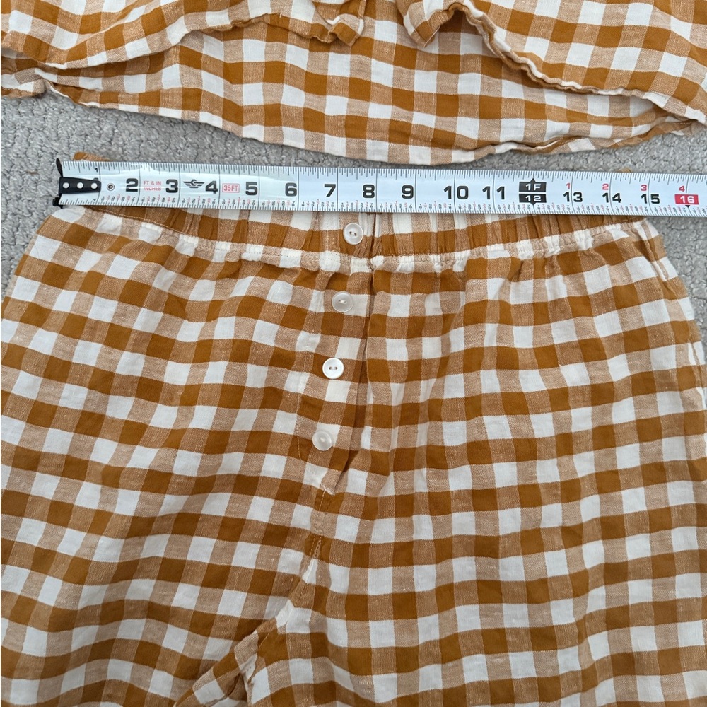 Morrow Soft Goods 100% Linen Esme Plaid Shirt and Shorts Set size Small - Picture 9 of 9
